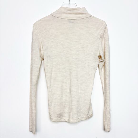 Women's SmartWool 100% Merino Wool 1/4 Zip Base Layer Beige Top L - Picture 5 of 5